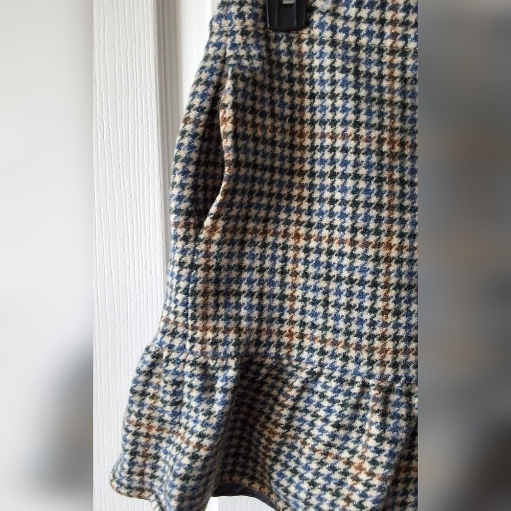 NWOT J.Crew Plus 14 Houndstooth Ruffle Skirt 100% Wool W/Pockets Preppy Coastal - Picture 5 of 8